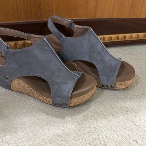 Corkys Gray Wedge Shoes with Cork Footbed